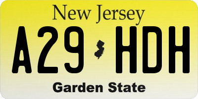 NJ license plate A29HDH