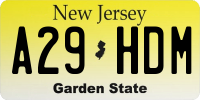 NJ license plate A29HDM