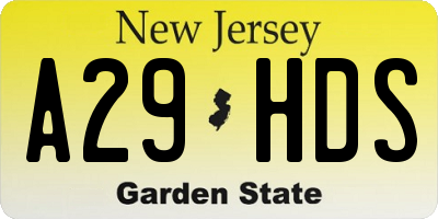 NJ license plate A29HDS