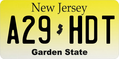 NJ license plate A29HDT