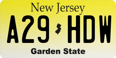 NJ license plate A29HDW