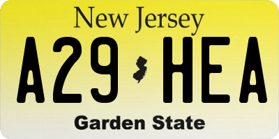 NJ license plate A29HEA
