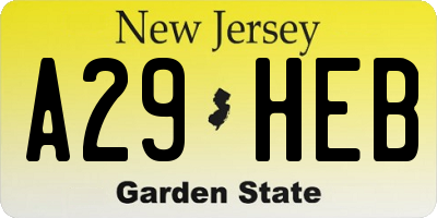 NJ license plate A29HEB