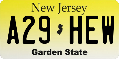 NJ license plate A29HEW