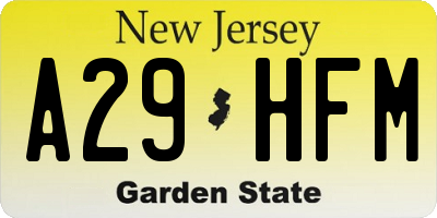NJ license plate A29HFM