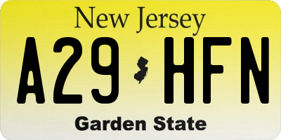 NJ license plate A29HFN