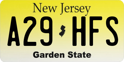 NJ license plate A29HFS