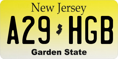 NJ license plate A29HGB