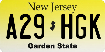 NJ license plate A29HGK
