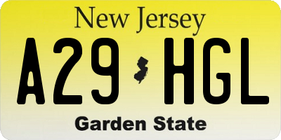 NJ license plate A29HGL