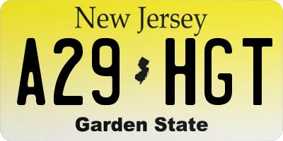NJ license plate A29HGT