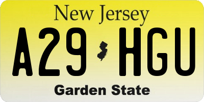 NJ license plate A29HGU