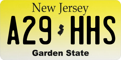NJ license plate A29HHS