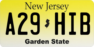 NJ license plate A29HIB