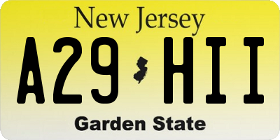 NJ license plate A29HII