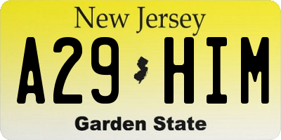 NJ license plate A29HIM