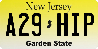 NJ license plate A29HIP