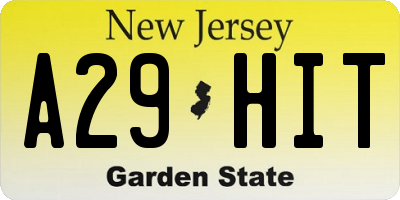 NJ license plate A29HIT