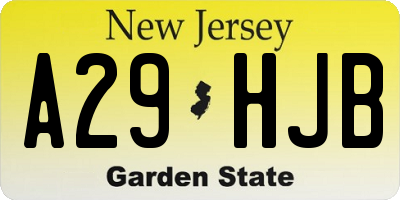 NJ license plate A29HJB