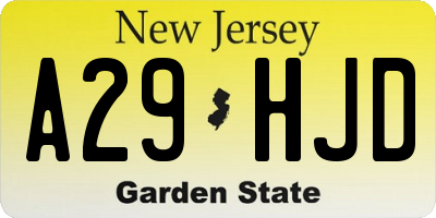 NJ license plate A29HJD