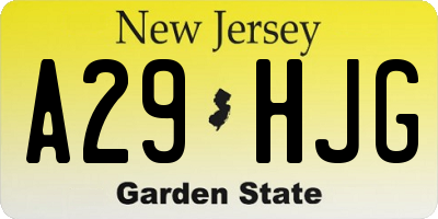 NJ license plate A29HJG