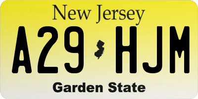 NJ license plate A29HJM