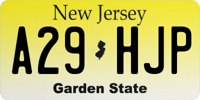 NJ license plate A29HJP