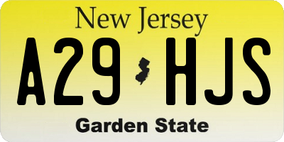 NJ license plate A29HJS