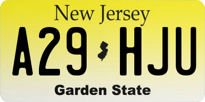 NJ license plate A29HJU