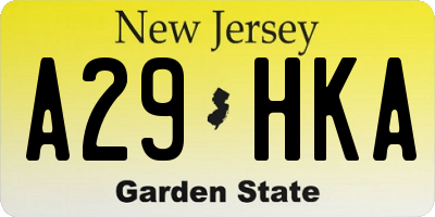 NJ license plate A29HKA