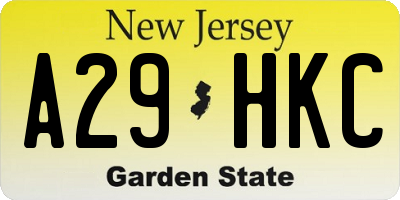 NJ license plate A29HKC