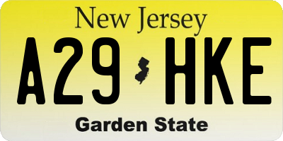 NJ license plate A29HKE