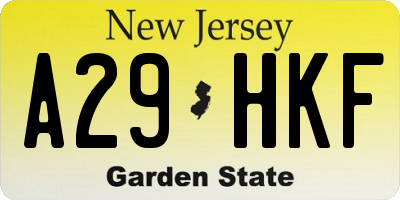NJ license plate A29HKF