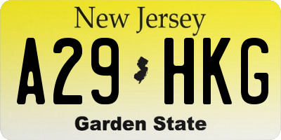 NJ license plate A29HKG
