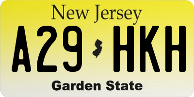 NJ license plate A29HKH
