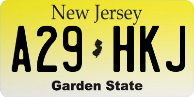 NJ license plate A29HKJ