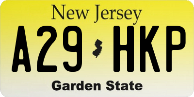 NJ license plate A29HKP