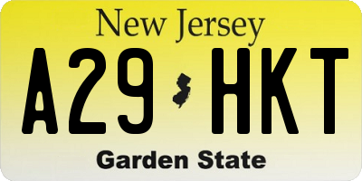 NJ license plate A29HKT