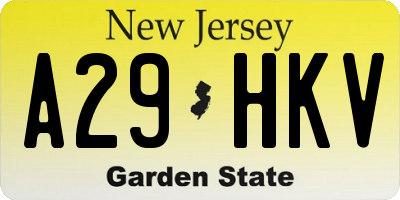 NJ license plate A29HKV