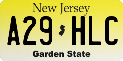 NJ license plate A29HLC