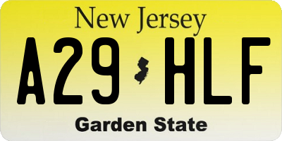 NJ license plate A29HLF