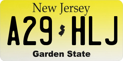 NJ license plate A29HLJ