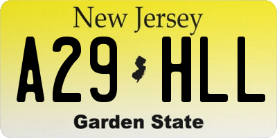 NJ license plate A29HLL