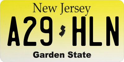 NJ license plate A29HLN