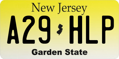 NJ license plate A29HLP