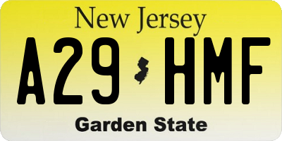 NJ license plate A29HMF