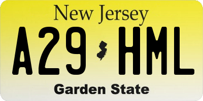 NJ license plate A29HML