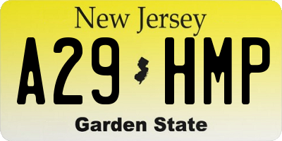 NJ license plate A29HMP