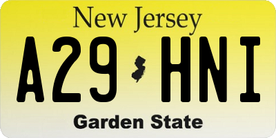 NJ license plate A29HNI