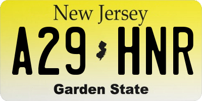 NJ license plate A29HNR
